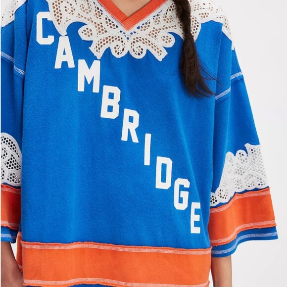 NWT $148 Free People We The Free Stanley Tee Sweatshirt Crochet Embroidered Sm - Picture 4 of 8